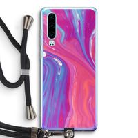 Paarse stroom: Huawei P30 Transparant Hoesje met koord