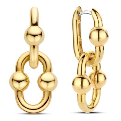 TI SENTO-Milano 7916SY Oorhangers zilver-zirconia goud-en zilverkleurig 15 x 33 mm