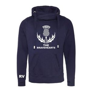 Rugby Vintage - Schotland The Bravehearts Cross Neck Hoodie - Navy