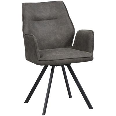 Leen Bakker - Eetkamerstoel Raffy Met Armleuning - Antraciet - Stof - Grijs - 190x135x0.03 Cm
