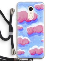 Roze wolken met vogels: Xiaomi Redmi 5 Transparant Hoesje met koord