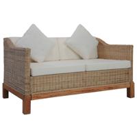 Tweezitsbank met kussens natuurlijk rattan