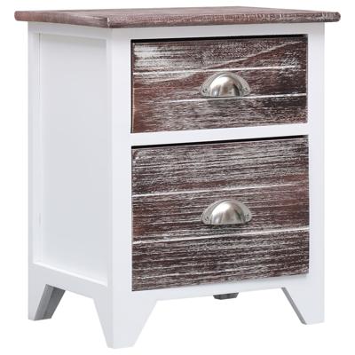 Nachtkastje 38x28x45 cm paulowniahout bruin en wit