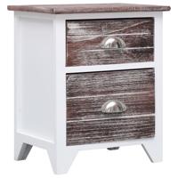 Nachtkastje 38x28x45 cm paulowniahout bruin en wit - thumbnail