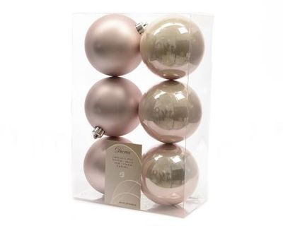 6 kerstballen poeder roze 80 mm - Ksd