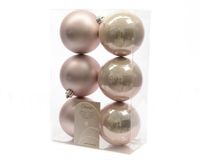 6 kerstballen poeder roze 80 mm - Ksd