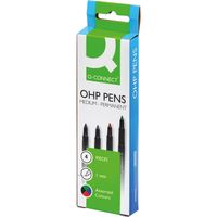 Q-CONNECT OHP marker, permanent, medium, set van 4 stuks in geassorteerde kleuren - thumbnail
