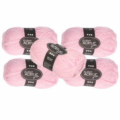 8x stuks roze acryl garen 80 meter