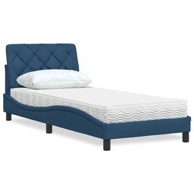 Bed met matras stof blauw 90x200 cm