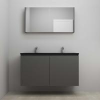 On-Line Badkamermeubelset - 120 cm - Voorgemonteerd - Greeploze Ladestructuur - Acryl Wastafel - 2 Kraangaten - Spiegelkast - Mat Antraciet - V01
