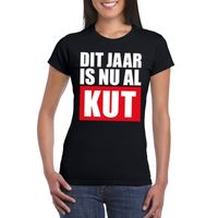 Foute oud en nieuw t-shirt dit jaar is nu al kut zwart dames - thumbnail