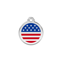 US Flag Navy roestvrijstalen hondenpenning small/klein dia. 2 cm - Reddingo