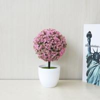 Desktop simulatie plant mini gras bal Bonsai ingericht kunststof bloem Cherry Blossom sneeuwbal kunstmatige bloemen (roze)