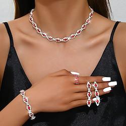 Sieradenset 5 stuks Strass Legering Ringen Oorbellen Kettingen Armbanden Dames Elegant Vintage Modieus meetkundig Geometrische vorm Sieraden set Voor Bruiloft Feest Vuosipäivä Lightinthebox