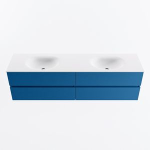 MONDIAZ VICA 180cm badmeubel onderkast Jeans 4 lades. Wastafel MOON dubbel 2 kraangaten, kleur Talc.