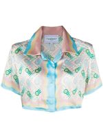 Casablanca chemise crop Ping Pong en soie - Rose - thumbnail