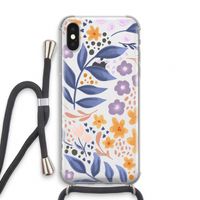 Flowers with blue leaves: iPhone X Transparant Hoesje met koord