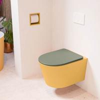 Wandcloset Mondiaz Lavie | Zonder spoelrand | Incl.Toiletzitting-Army | Keramiek | Ocher (geel)