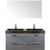 Seville Badmeubelset 120 cm - 2 Laden Beton Antraciet - Wastafel Lucca Dubbel met Spiegel
