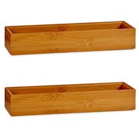 2x Stuks Kast/lade/make-up organizers bamboe hout bakje 30 x 7 x 5 cm