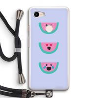 Smiley watermeloen: Pixel 3 Transparant Hoesje met koord