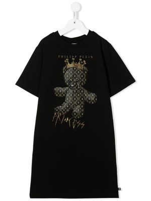 Philipp Plein Junior robe à imprimé Teddy Bear - Noir