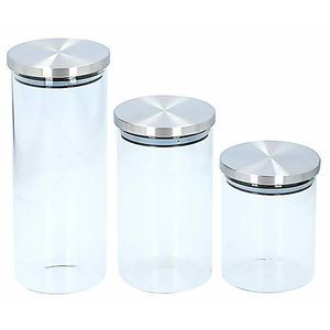 Set van 3x stuks glazen snoepjes / pasta potten   -