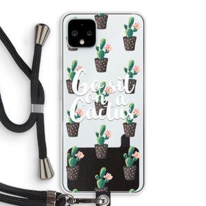 Cactus quote: Pixel 4 XL Transparant Hoesje met koord
