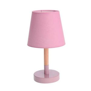 Roze tafellamp/schemerlamp hout/metaal 23 cm   -