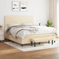 Boxspring met matras stof crèmekleurig 180x200 cm