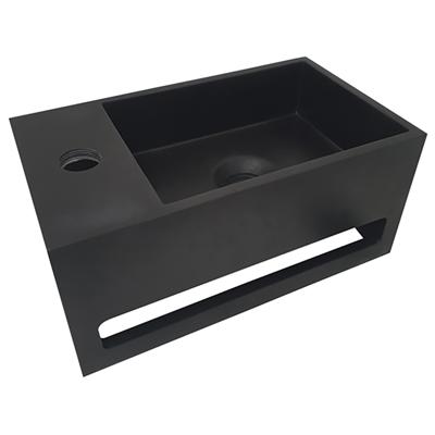 Wiesbaden Julia Mat Zwart Fontein Links 35x20x16cm Solid Surface