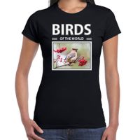 Pestvogels t-shirt met dieren foto birds of the world zwart voor dames