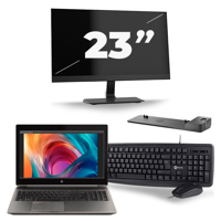 HP ZBook 15 G6 - Intel Core i9-9e Generatie - 15 inch - 16GB RAM - 256GB SSD - Windows 11 Home + 1x 23 inch Monitor