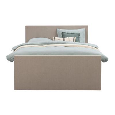 Boxspring met voetbord Liv egaal - beige - 180x200 cm - slanke poot - Leen Bakker