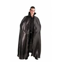 Halloween Dracula cape - voor volwassenen - zwart - satijn - L163 cm One size  - - thumbnail