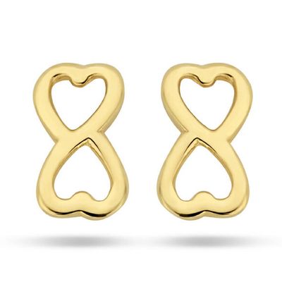 Oorknoppen Hart-Infinity geelgoud 3 x 5,5 mm