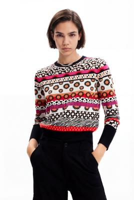 Korte trui met sierranden - RED - XS