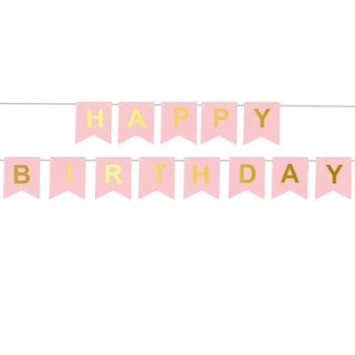 Happy Birthday Vlaggen (Roze)