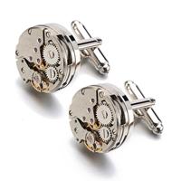 1 paar verkeer Steampunk Gear Watch mechanisme CuffLinks(Silver)
