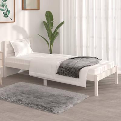 Bedframe massief grenenhout wit 75x190 cm