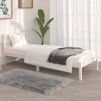 Bedframe massief grenenhout wit 75x190 cm