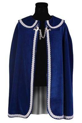 Prinsenmantel lang blauw zilver