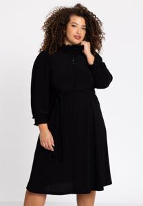 Yoek Dress belted | Zwart | Maat 42/44
