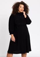 Yoek Dress belted | Zwart | Maat 50/52