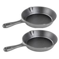 HI Mini serveerpannetje - 2x - gietijzer - steel - alle warmtebronnen - 16 cm
