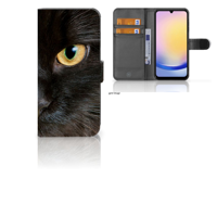 Samsung Galaxy A25 Telefoonhoesje met Pasjes Zwarte Kat