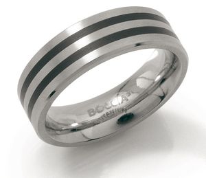 Boccia 0101-17 Ring Titanium-Emaille zilverkleurig-zwart 6 mm Maat 57