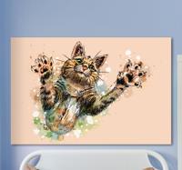 Canvas schilderij katten Geschilderde kat Canvas schilderij katten Geschilderde kat