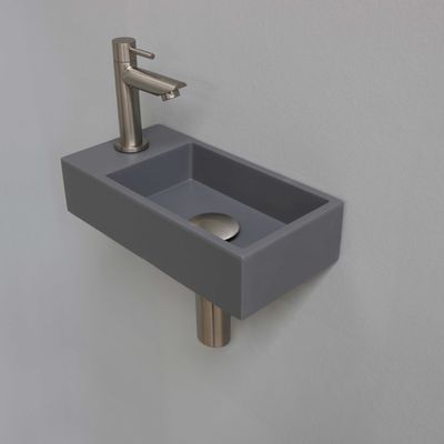 Fonteinset INK Versus 36x18x9 cm Quartz Grijs Met Kraangat Links Brushed Nickel