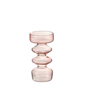 J-Line vaas Luna - glas - roze - small - 14 cm hoog